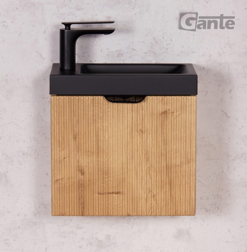 Mała szafka pod umywalkę dekor dąb naturalny z czarna umywalką szerokość 40 cm kolekcja Fresco głębokość 22 cm (2).jpg