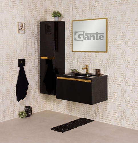 Czarna szafka łazienkowa Diamond i czarna umywalka 80 cm 1 głęboka szuflada złote dodatki ukryty uchwyt  (2).jpg