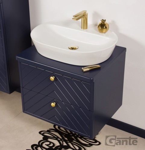 Granatowa szafka łazienkowa Kodi front w jodełkę 60 cm umywalka nablatowa (3).jpg