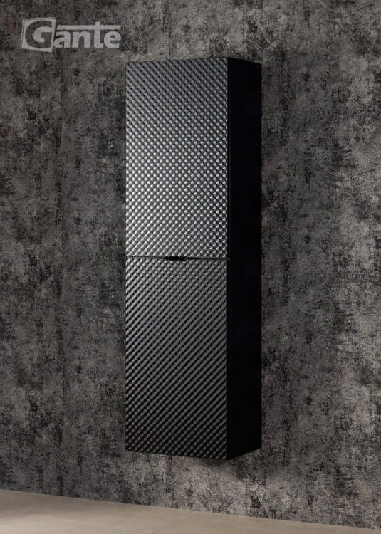 Wiszący regał do łazienki 2 drzwi regulowane półki kolor czarny (5).jpg