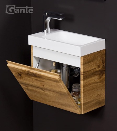 Mała szafka do łazienki 40 cm szerokości 22 głebokości z biała umywalka kolekcja Cler (5).jpg