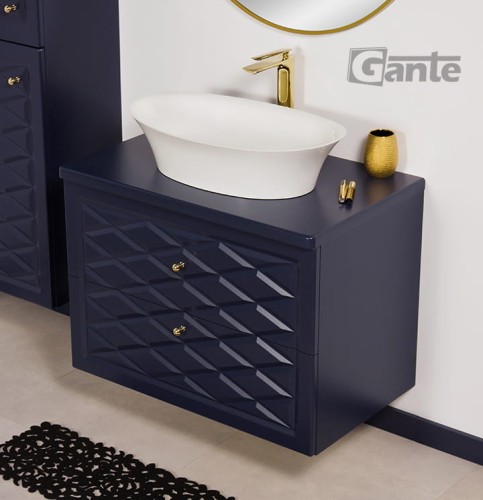 Granatowa szafka łazienkowa pod umywalkę 80 cm z blatem i umywalka nablatową Fini (2).jpg