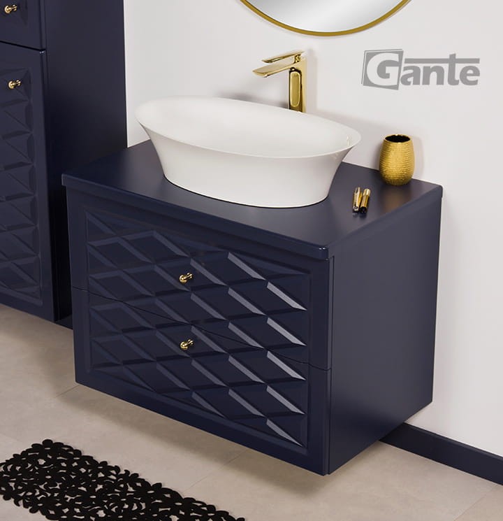 Granatowa szafka łazienkowa pod umywalkę 80 cm z blatem i umywalka nablatową Fini (2).jpg