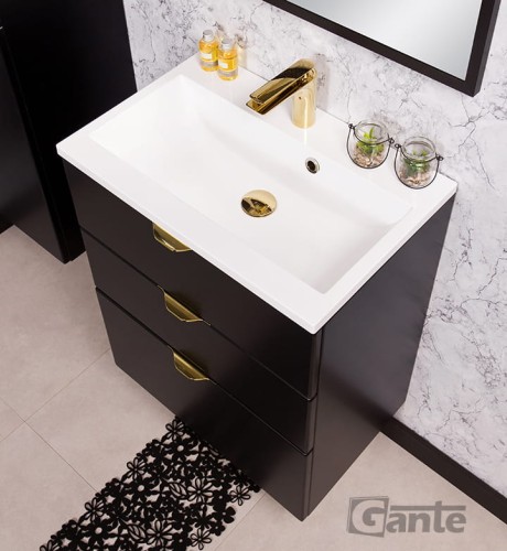 Czarna szafka pod umywalkę Victa 3 szuflady 60 cm z umywalką złote uchwyty  (3).jpg