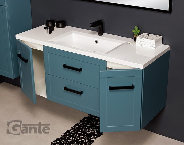 Niebieska szafka łazienkowa z umywalką 120 cm czarne uchwyty kolekcja Meiva (7).jpg