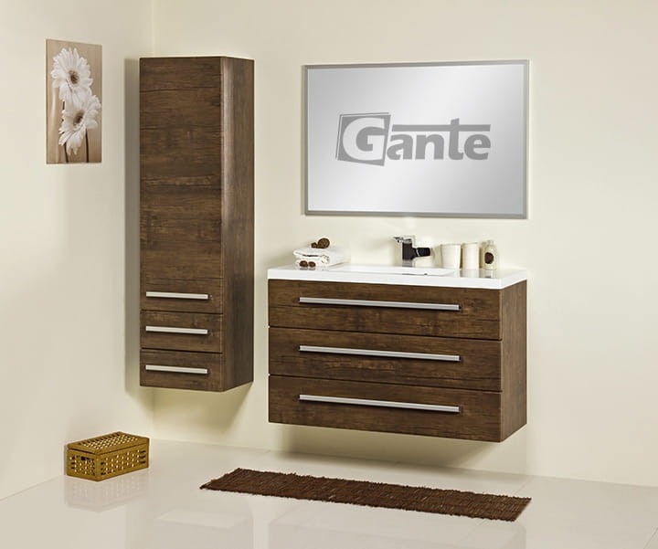 Szafka do łazienki 100 cm z 3 szufladami i umywalką dolomitową