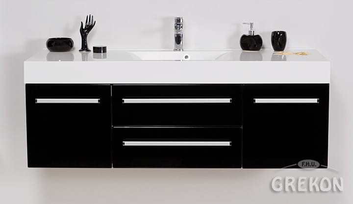 Czarna szafka do łazienki 140/50 cm [FOKUS]