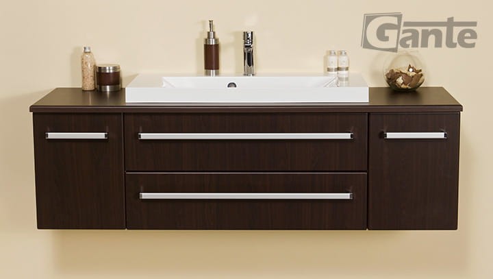 Szafka pod umywalkę z blatem i umywalką nablatową 140 cm wenge mat