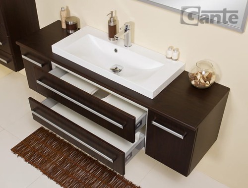 Szafka pod umywalkę z blatem i umywalką nablatową 140 cm wenge mat