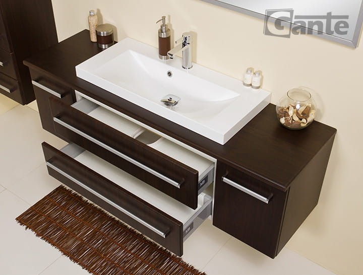 Szafka pod umywalkę z blatem i umywalką nablatową 140 cm wenge mat